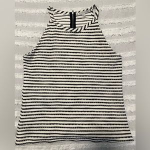 Green Envelope Sleeveless Top Size Medium Navy Blue & White Stripped